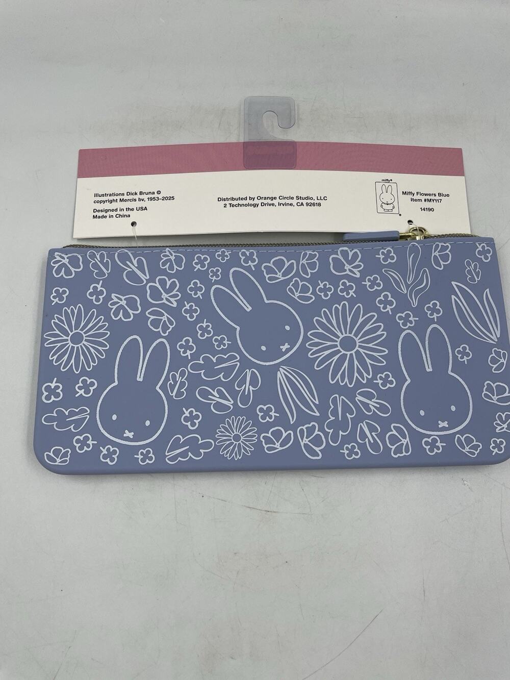 Miffy Flowers Blue #MY117 Silicone Pencil Makeup Pouch Case 8.75" x 4.5"